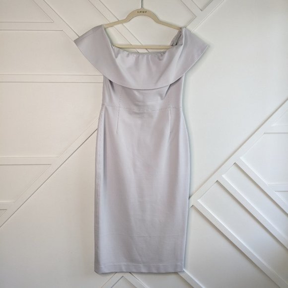 Aritzia Babaton Ruslan Off Shoulder Fitted Midi Dress SZ/ 4 - Picture 2 of 8